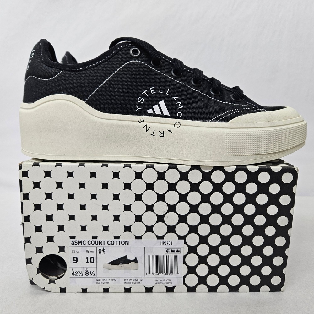 Adidas Stella McCartney Court Cotton Fashion Sneaker HP5702 Black Men's Size 9
